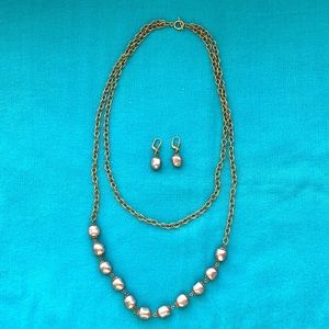 Pearl necklace and earrings